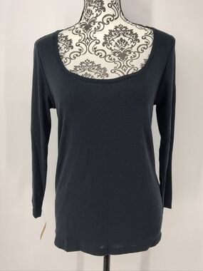 Ralph Lauren Sport New With Tags Black 3/4 Sleeve Scoop Neck Top Women's Large